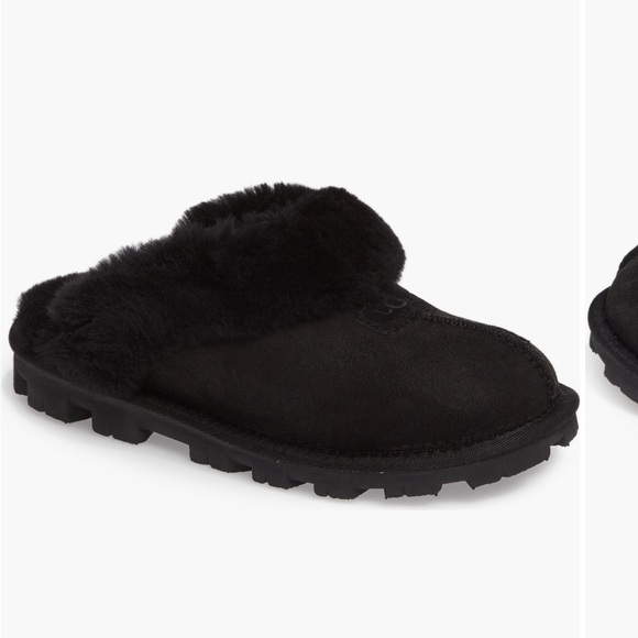 UGG Black Coquette Suede Fur Slippers - Picture 1 of 2